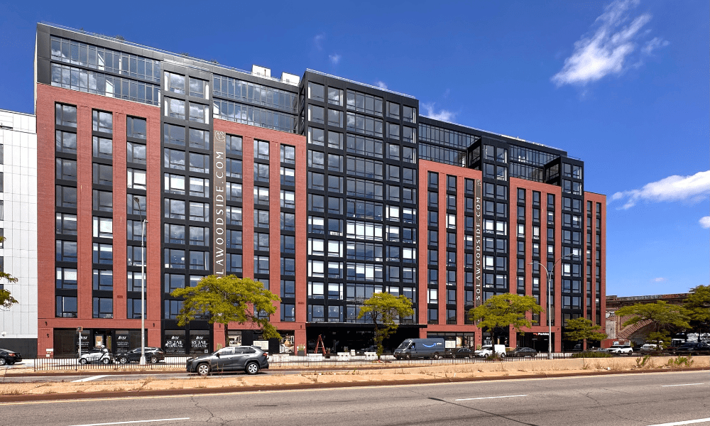 Black ALPOLIC MCM cladding envelope of Queens residential building