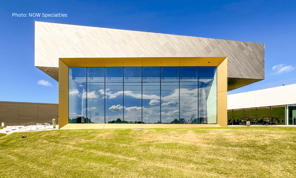 Front view of Brady Hall, clad with gold ALPOLIC MCM