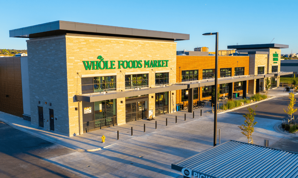 Long shot of Whole Foods, clad with ALPOLIC MCM