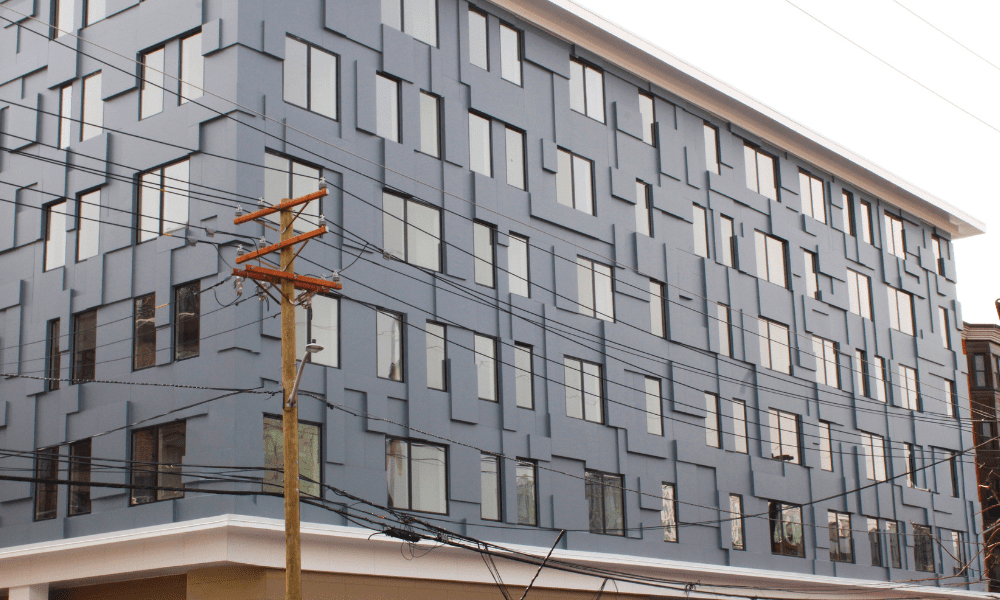 ALPOLIC Matte Blue MCM clads Hoboken residential building
