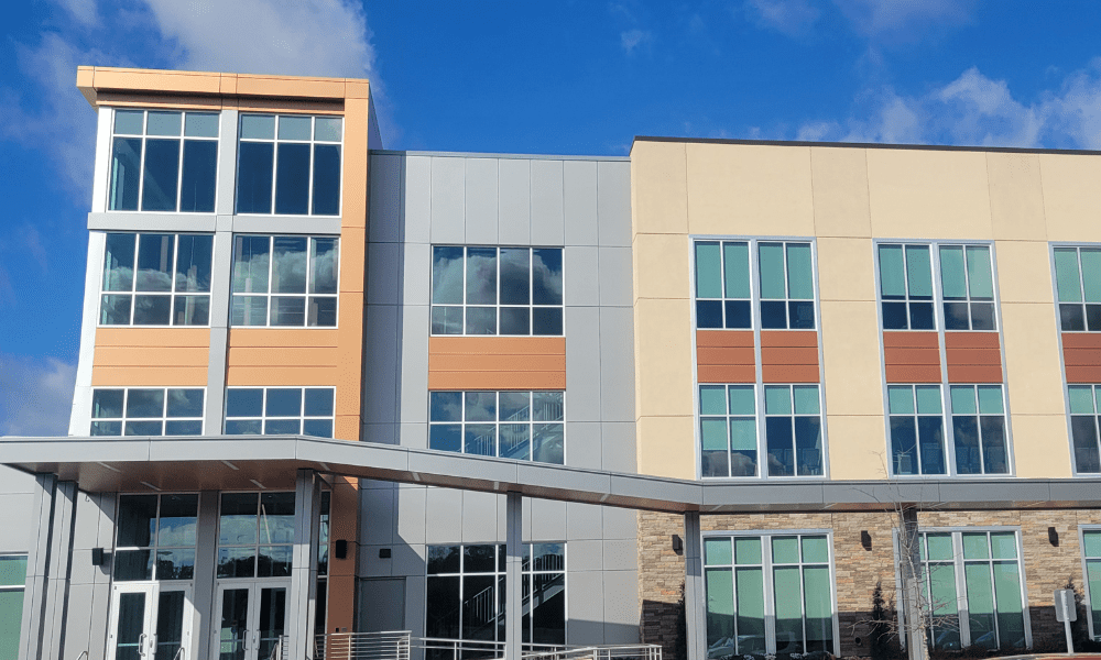 Front view of First Redeemer Church, clad with ALPOLIC MCM